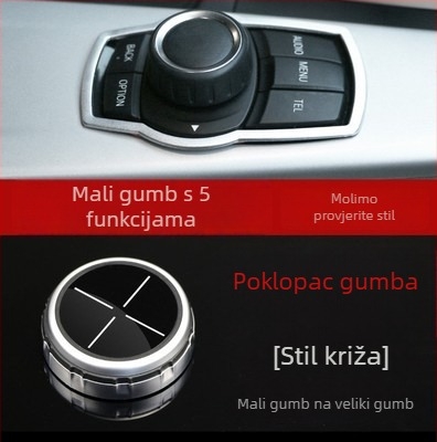 BMW 3/5/7 Serije unutarnje dekorativne naljepnice — veliki poklopac za gumb i naljepnice za multimedijske gumbe, model 324, aluminijska legura, bez loga