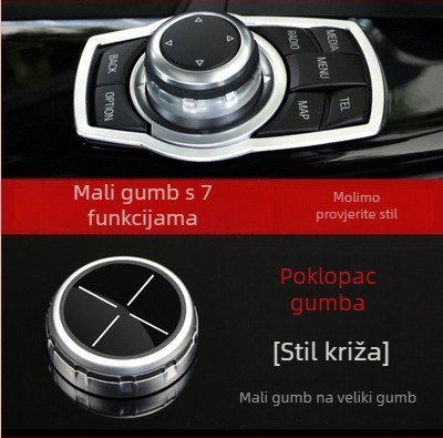 BMW 3/5/7 Serije unutarnje dekorativne naljepnice — veliki poklopac za gumb i naljepnice za multimedijske gumbe, model 324, aluminijska legura, bez loga