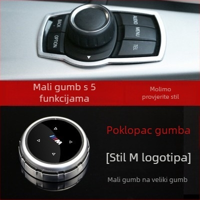 BMW 3/5/7 Serije unutarnje dekorativne naljepnice — veliki poklopac za gumb i naljepnice za multimedijske gumbe, model 324, aluminijska legura, bez loga