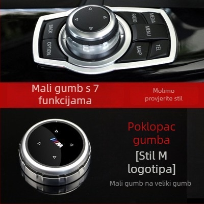 BMW 3/5/7 Serije unutarnje dekorativne naljepnice — veliki poklopac za gumb i naljepnice za multimedijske gumbe, model 324, aluminijska legura, bez loga