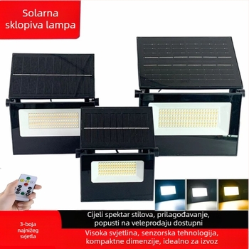 Sklopni solarni reflektor za vanjsku upotrebu — IP67 vodootporna vrtna lampa s daljinskim upravljačem, LED 2835, 3.7V, 12–16 sati rada, model Jdsl208