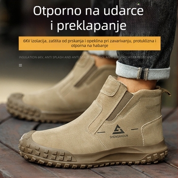 Sigurne radne cipele — protiv udara i proboja, protiv klizanja, otporne na habanje, velur gornji dio s plastičnim vrhom