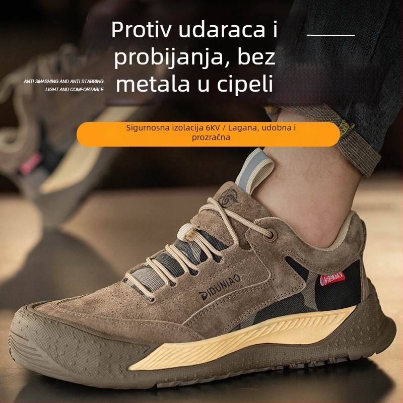 Sigurna radna obuća - otporna na udarce i probijanje, 6KV izolacija, gornji dio od svinjske kože, niski profil, plastični kapak za prste