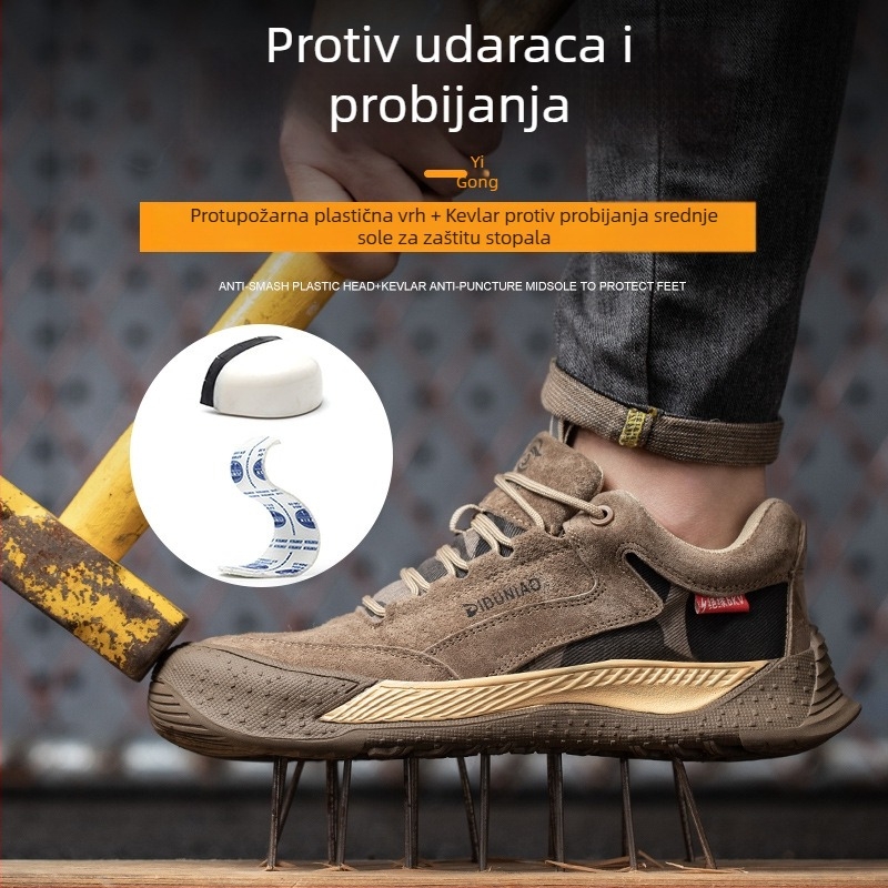 Sigurna radna obuća - otporna na udarce i probijanje, 6KV izolacija, gornji dio od svinjske kože, niski profil, plastični kapak za prste