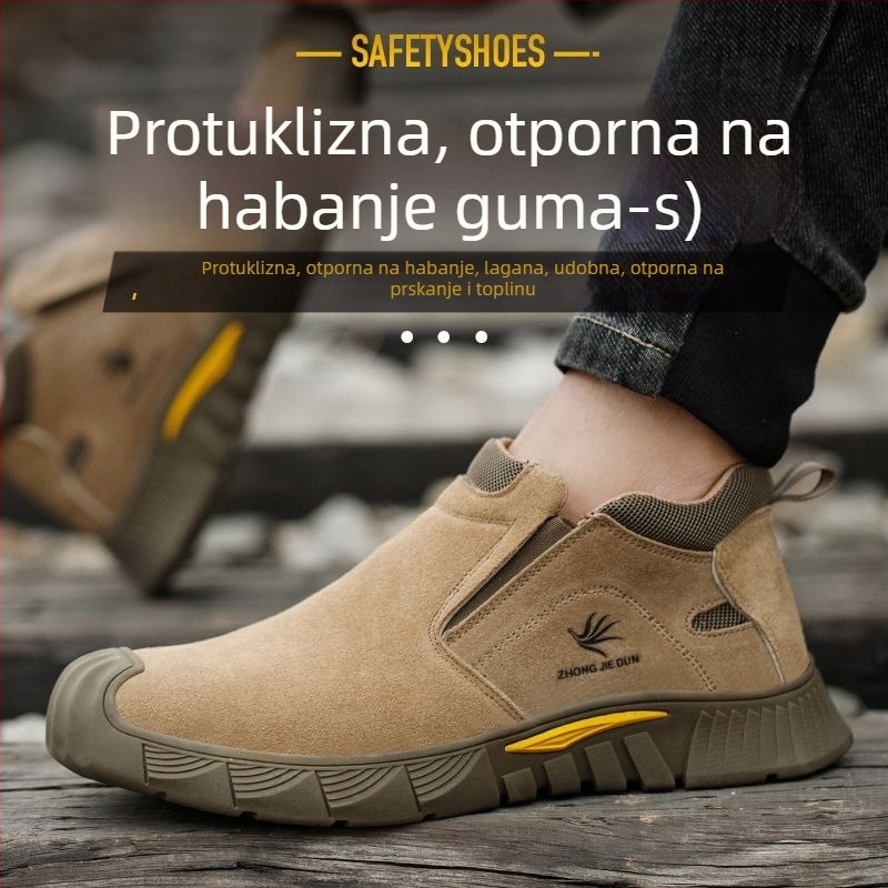Sigurne radne cipele s niskim gležnjem; velur bikovske kože; čelični zaštitni vrh; zaštita od udara, probijanja i opeklina.