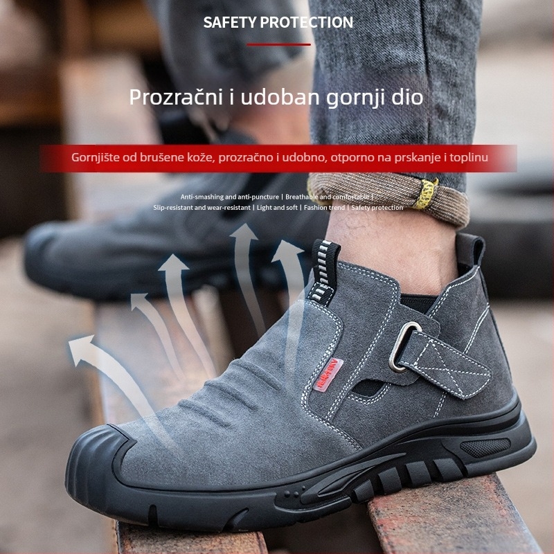 Foot Guard kožne sigurnosne cipele s čeličnim prstom, otpornost na udarce i prodiranje, zavarivanje, protuklizne, otporne na habanje, srednje visoke radne cipele
