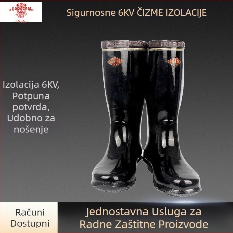 Izolacijske gumene čizme za električare, visokog gornjeg dijela, protuklizne, otporne na habanje, pogodne za rad pri 6 kV