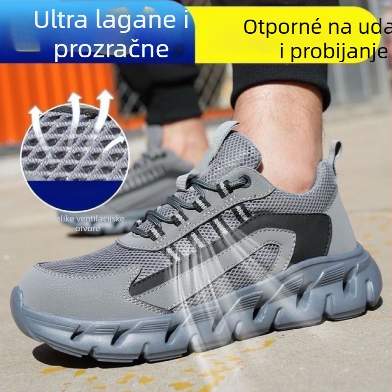 Muške sigurnosne cipele protiv udara i prodiranja, plastična kapica za prste, lagane prozračne gornje, niski profil, električna izolacija