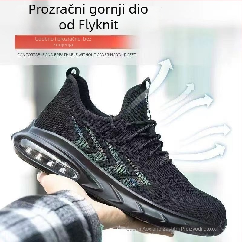 Radne cipele za ljeto, prozračni Flyknit gornji dio, čelični prst, zaštita od udara i probijanja, lake, otporne na habanje