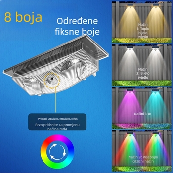Solarna zidna svjetiljka za vanjsku upotrebu – wall washer, IP65 vodootporna, LED diode, model Ts-G0702, 6–12 sati kontinuiranog osvjetljenja