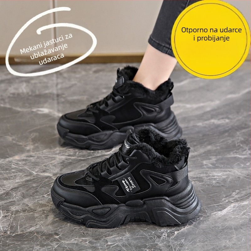 Ženske kožne sigurnosne radne cipele zimi, visok vrh, čelična prst, protiv udara i proboja