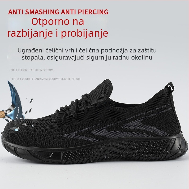 Sigurne radne cipele s čeličnim prstom, prozračni gornji dio od mrežaste tkanine, lake, protivklizne i otporne na probijanje