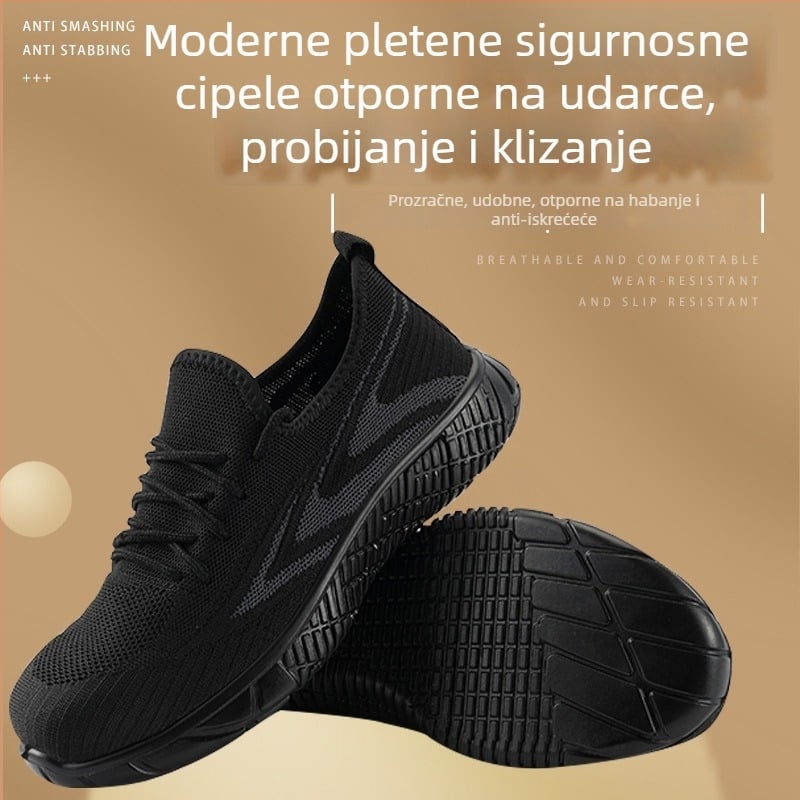 Sigurne radne cipele s čeličnim prstom, prozračni gornji dio od mrežaste tkanine, lake, protivklizne i otporne na probijanje