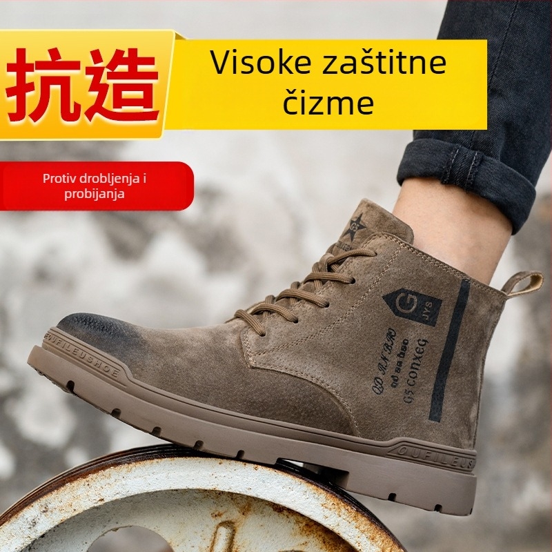 Muške sigurnosne cipele za rad s zaštitom od udara i probijanja, za zavarivanje, gumeni potplat, udoban mekani ulošci, plastično-čelični prst