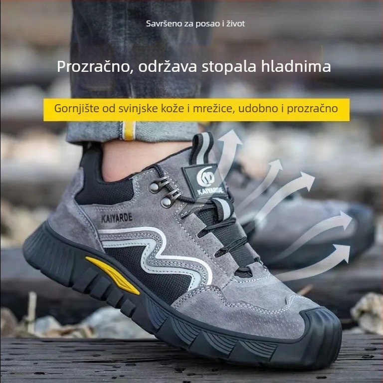 Muške ljetne lagane cipele za posao s čeličnom kapicom, prozračne, otporne na habanje, zaštita od probijanja i udara za gradilišta
