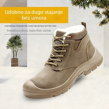 Muške zaštitne radne cipele s flecom, debeli i udobni, zaštita od udara i perforacije, srednje visine, moderne i prozračne građevinske obuće