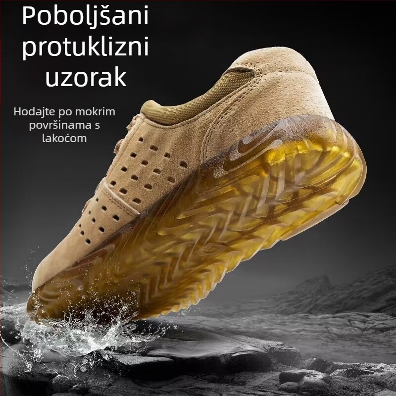 Ljetne prozračne sigurnosne cipele s mekanom gumom sole, čeličnim prstom, zaštita od udara i probijanja, prirodna koža, zaštita od iskri pri zavarivanju