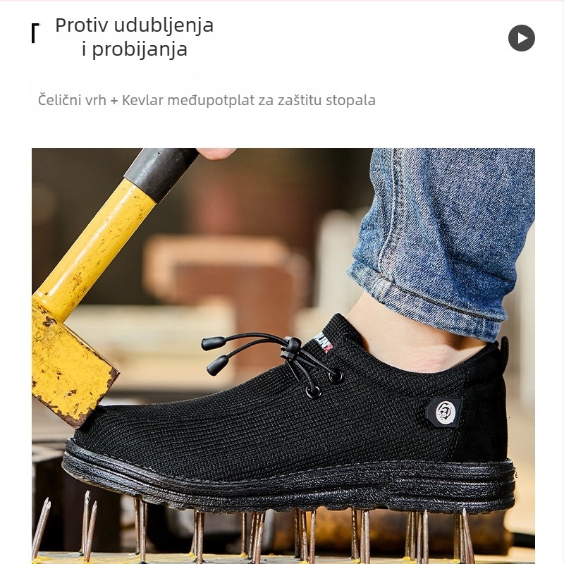 Muške cipele za zaštitu na radu, otporne na udarce i probijanje, prozračne, lagane, četiri sezone, protuklizne sigurnosne radne cipele