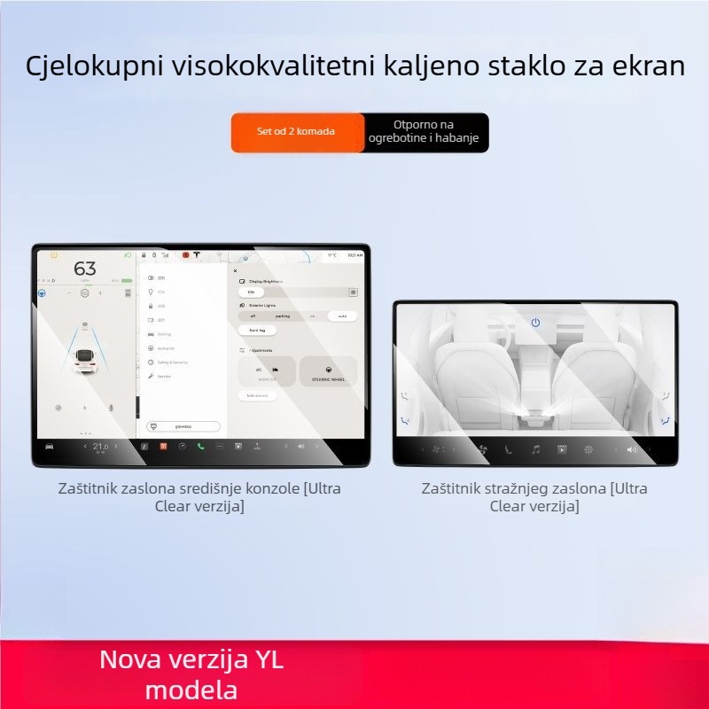 Staklena zaštita zaslona središnje konzole za Tesla Model Y, ljepilo za montažu