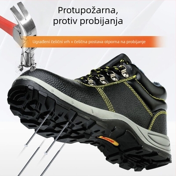 Muške cipele zaštite za zimu, visoki gornji dio, čelični vrh, otpornost na udarce i proboje, za gradilište, koža od goveda