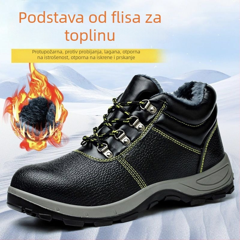 Muške cipele zaštite za zimu, visoki gornji dio, čelični vrh, otpornost na udarce i proboje, za gradilište, koža od goveda