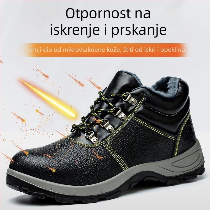 Muške cipele zaštite za zimu, visoki gornji dio, čelični vrh, otpornost na udarce i proboje, za gradilište, koža od goveda
