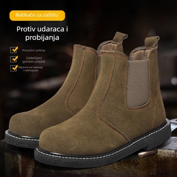 Zaštitne cipele s debelom gumom, prirodna koža, visoka temperatura otpornost, zaštita od opeklina, otporne na željezne čestice, otporne na probijanje i udarce, za zavarivače