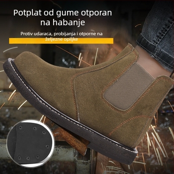 Zaštitne cipele s debelom gumom, prirodna koža, visoka temperatura otpornost, zaštita od opeklina, otporne na željezne čestice, otporne na probijanje i udarce, za zavarivače