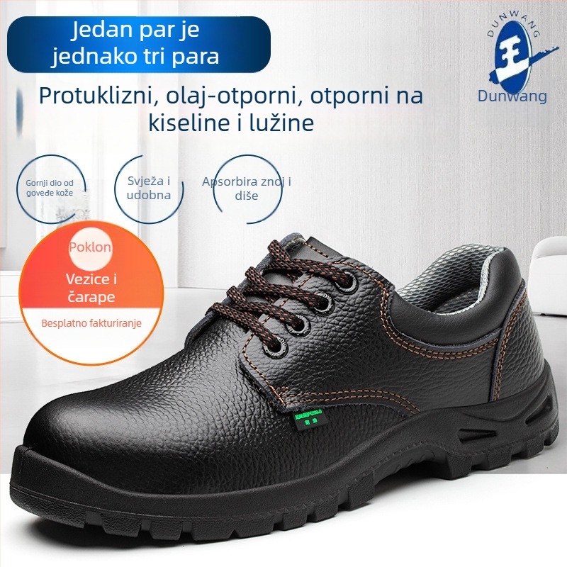 Muške sigurnosne radne cipele: otporne na udarce, protiv klizanja, otporne na habanje, otporne na ulje; niski gornji dio, gornji sloj reljefske goveđe kože, otporne na probijanje