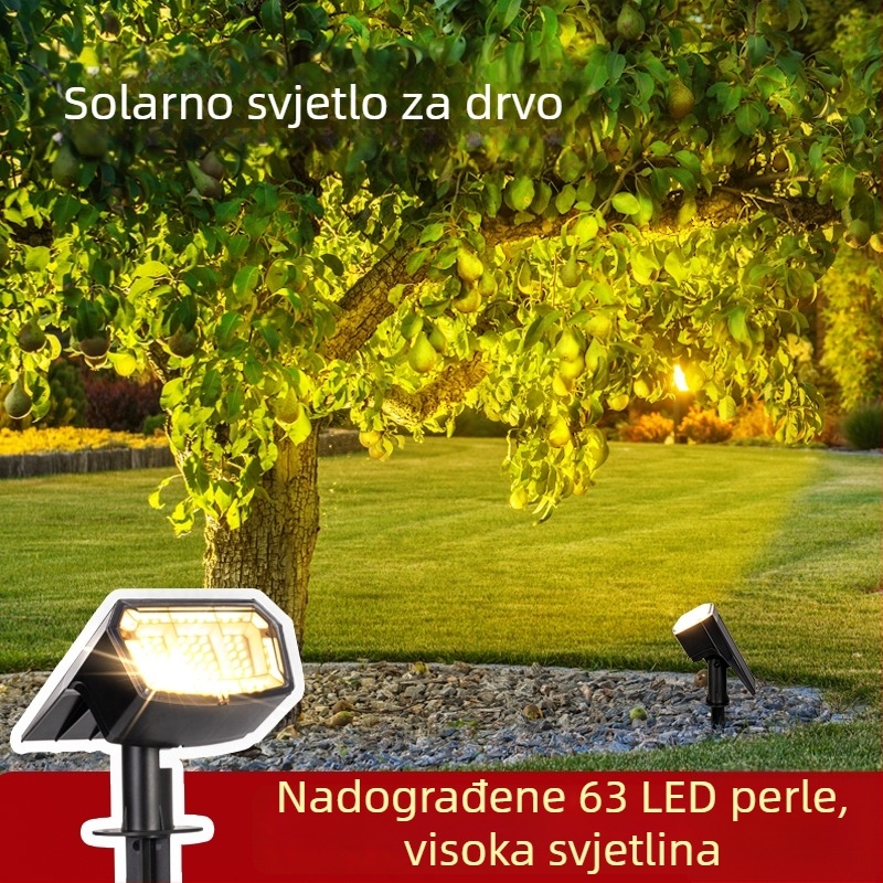 Solarna vanjska svjetiljka za vrt s visokim sjajem, vodootporna spot rasvjeta za travu, osvjetljenje krajolika i osvjetljenje stabala
