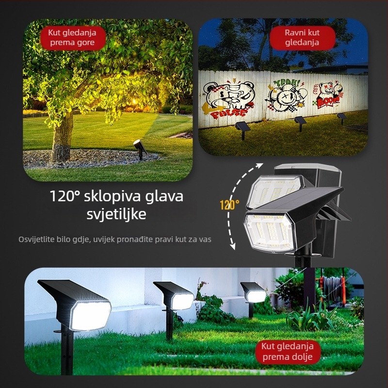 Solarna vanjska svjetiljka za vrt s visokim sjajem, vodootporna spot rasvjeta za travu, osvjetljenje krajolika i osvjetljenje stabala
