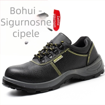 Muške sigurnosne cipele – lagane i mekane, čelični vrh, zaštita od udara i proboja, niski gornji dio, reljefna koža + PU đon, za sve sezone