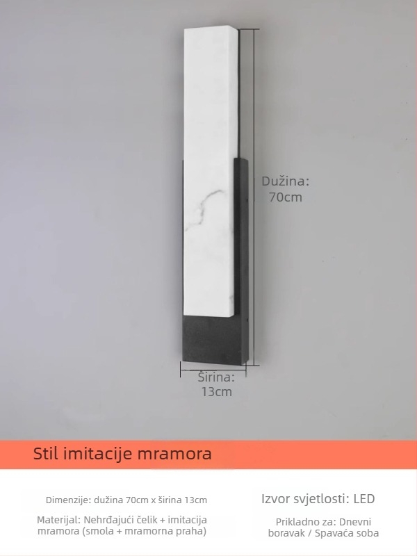 Vanjska vodootporna zidna svjetiljka od nehrđajućeg čelika, model B7182, 220V, IP65, 3000K, Sanan Optoelectronics