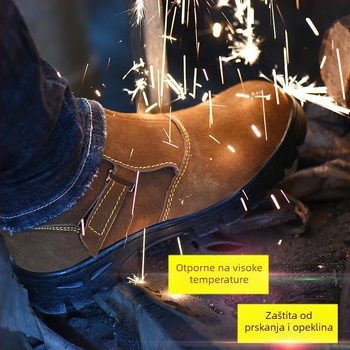Ljetne dišuće zaštitne cipele za zavarivanje s čeličnim vrhom, zaštita od udara i probijanja, otporne na habanje, od teleće kože, lagane