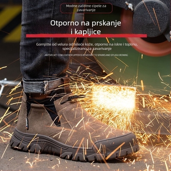 Muške sigurnosne radne cipele s čeličnom kapom, zaštita od udara, probijanja i opeklina, kožni gornji dio, srednji kroj, za zavarivanje.