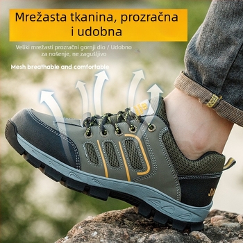 Tai Yukang Sigurnosne tenisice s čeličnim prstom – za muškarce i žene, ljetne, prozračne, otporne na udarce i probijanje, otporne na habanje, lagane, gornji dio od kože i mreže, zelene