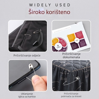 Sigurnosni pin za etikete odjeće, 18–55 mm, srebrna/zlatna/crna, galvanizirano željezo