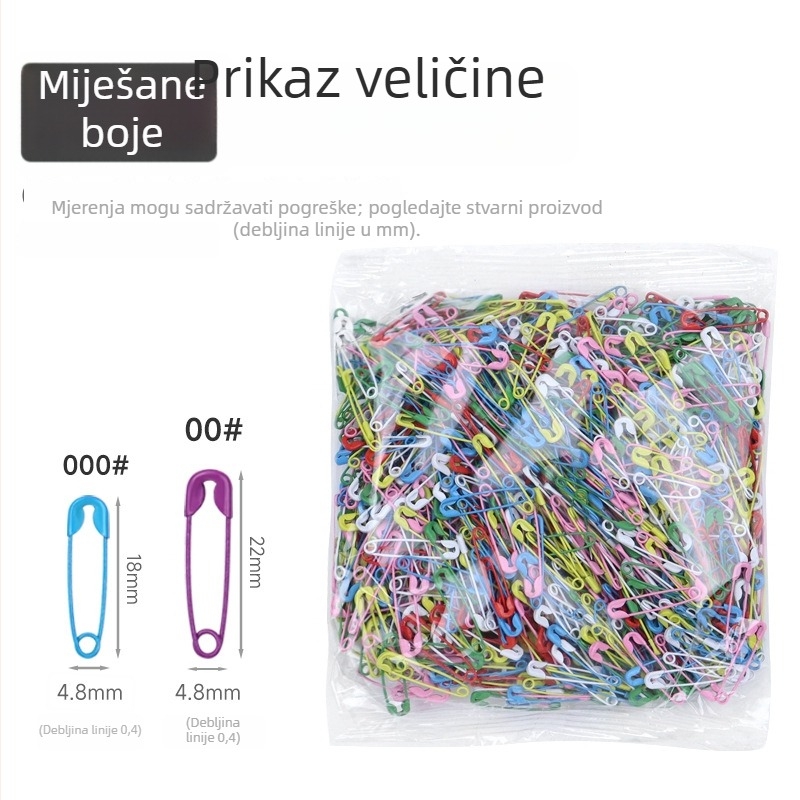 Sigurnosni pin za etikete odjeće, 18–55 mm, srebrna/zlatna/crna, galvanizirano željezo
