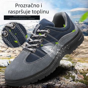 Cipele za zaštitu na radu s čeličnim prstom, prozračne nubuk kožne, niskog kroja, otporne na udarce i prodiranje, protuklizne