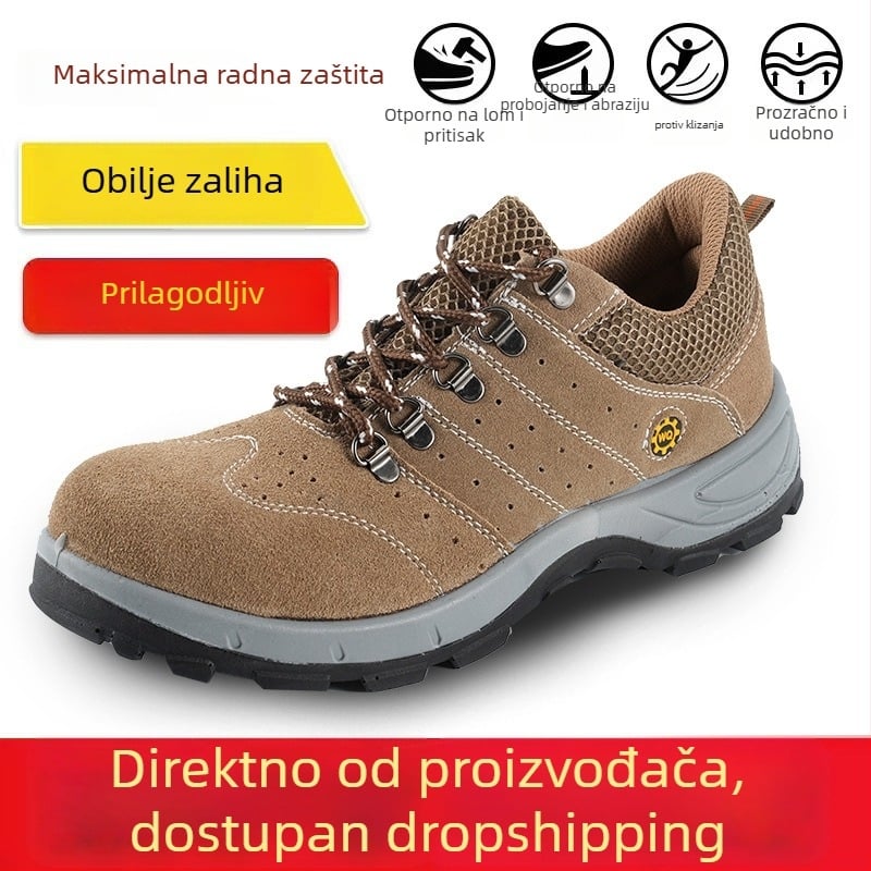 Zaštitne cipele za zavarivanje s čeličnom špicom, zaštita od udara i probijanja, semiš koža, niski gležanj