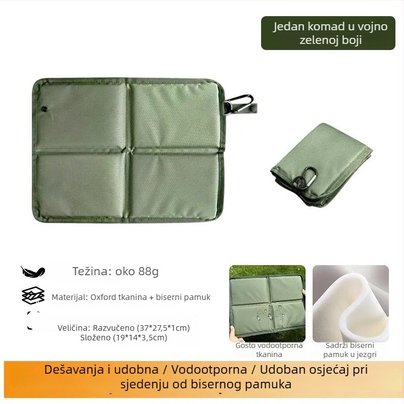 Vanjska sklopiva podloga za sjedenje, protuklizna i vodootporna, materijal Oxford tkanina + pearl cotton, 88 g, za 1–2 osobe