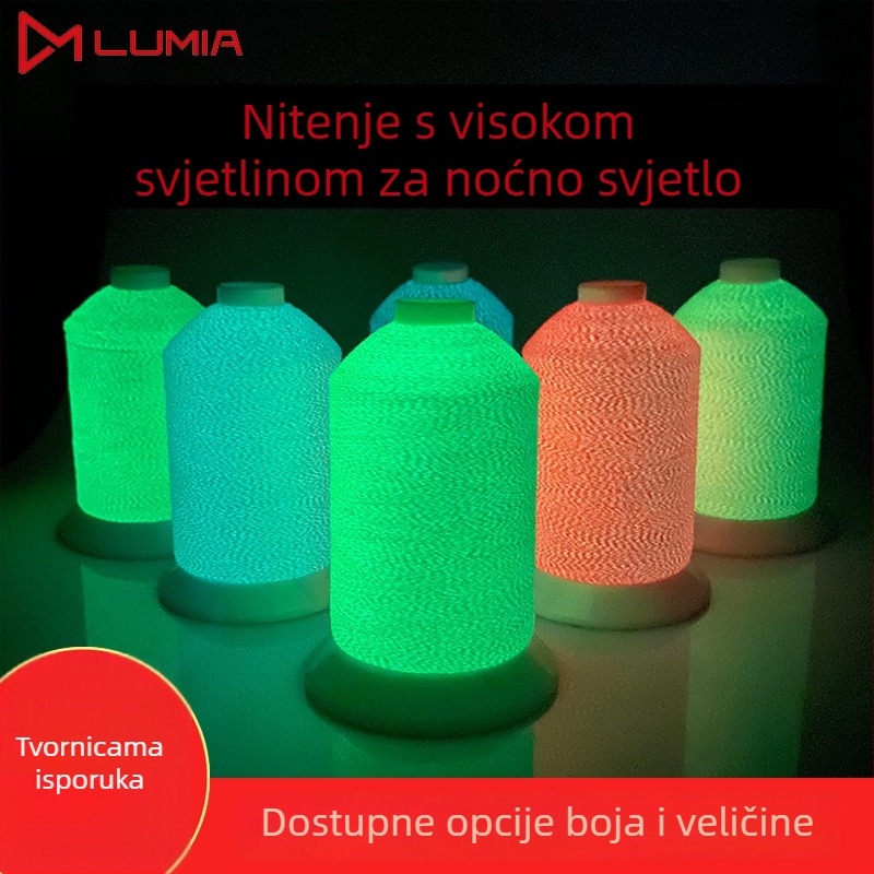 LUMIA Sjajna pletena šivaća nit – Fosforescentni poliester za šalove, cipele, šešire i odjeću