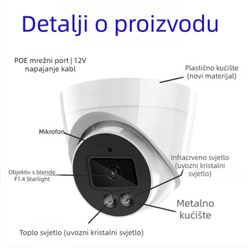 Wired Audio Pickup Dome / Wired Intercom Dome - SNR >40 dB, -20–55°C, PoE 48V, ABS plastika, Kompatibilno s Hikvision/Dahua