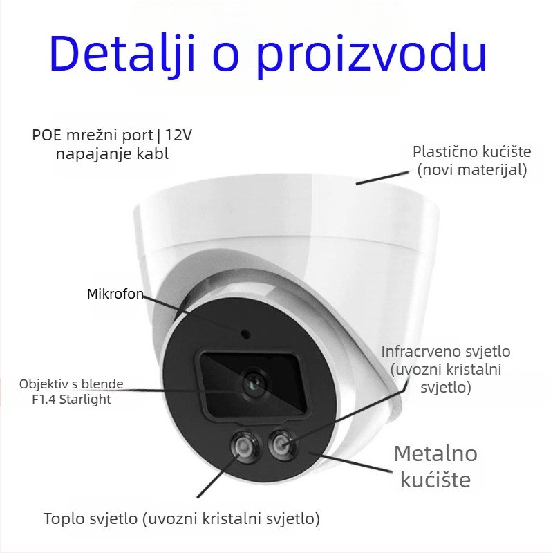 Wired Audio Pickup Dome / Wired Intercom Dome - SNR >40 dB, -20–55°C, PoE 48V, ABS plastika, Kompatibilno s Hikvision/Dahua