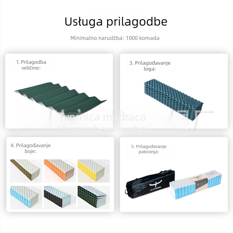 Kemping madrac zatvorenih ćelija s IXPE i aluminijskim filmom, 500 g, R vrijednost 2,5, za 1–2 osobe, model YIKI-S56U