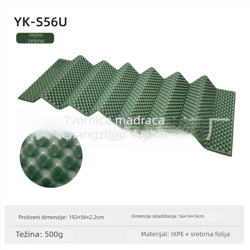Kemping madrac zatvorenih ćelija s IXPE i aluminijskim filmom, 500 g, R vrijednost 2,5, za 1–2 osobe, model YIKI-S56U