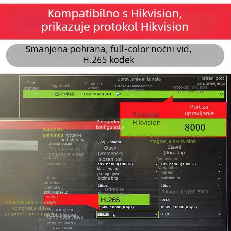 4MP PoE IP kamera za vanjsku primjenu s dvostrukim osvjetljenjem i slikom u punom koloritu, ONVIF kompatibilna