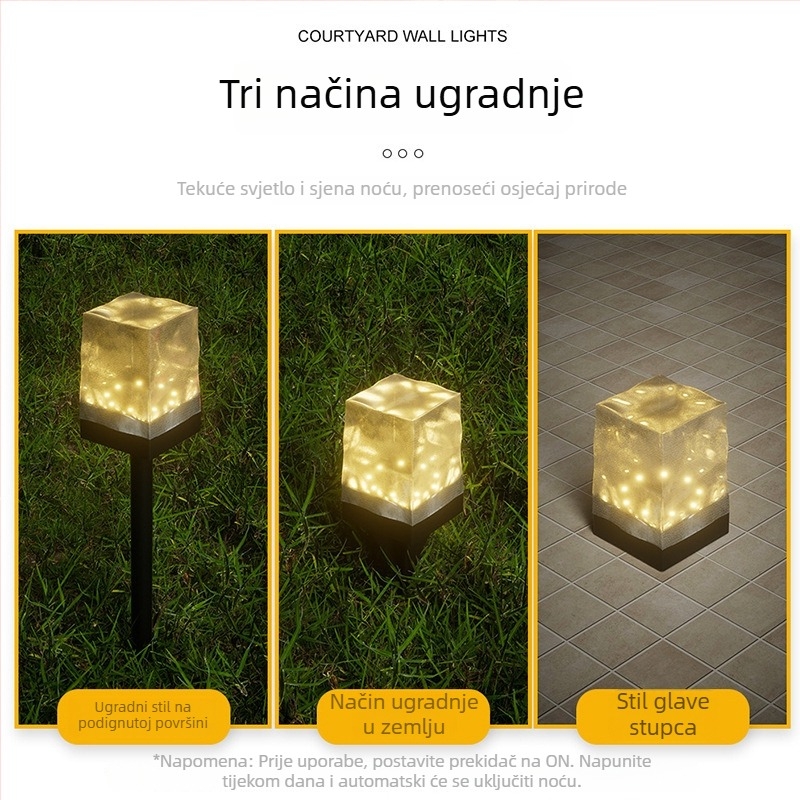 Solarni vanjski LED svjetiljak za vrt, vodootporan, model ZX, 5W, radno vrijeme 6–12 sati