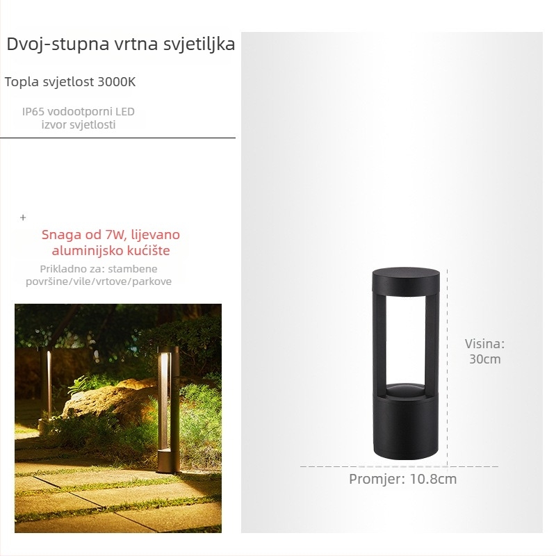 LED vanjska rasvjeta za travnjak – aluminijsko kućište, IP65, 7W, model LY-CPD-0014, kontinuirano osvjetljenje više od 36 sati
