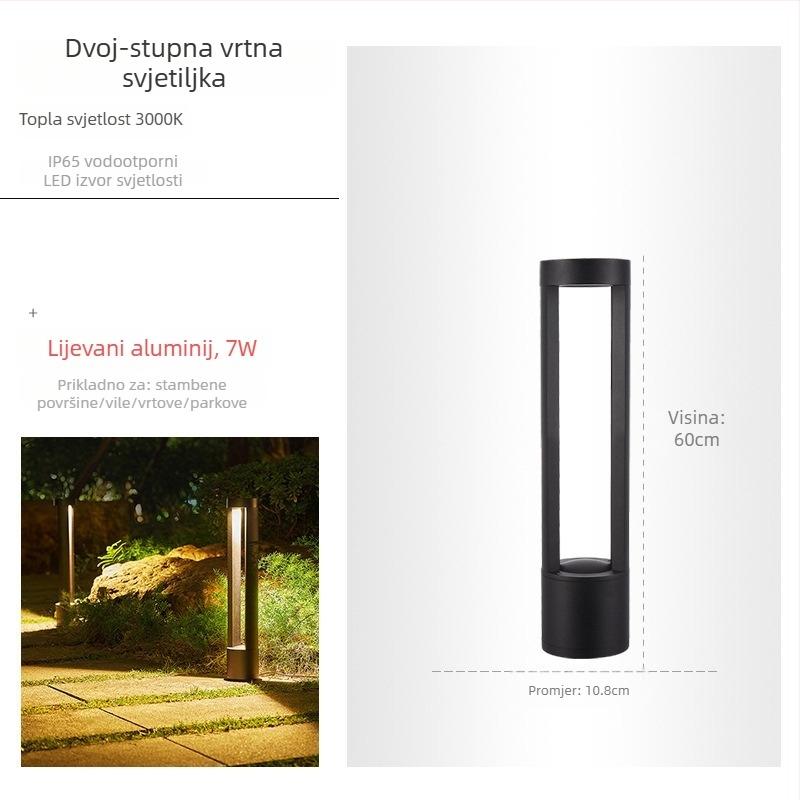LED vanjska rasvjeta za travnjak – aluminijsko kućište, IP65, 7W, model LY-CPD-0014, kontinuirano osvjetljenje više od 36 sati